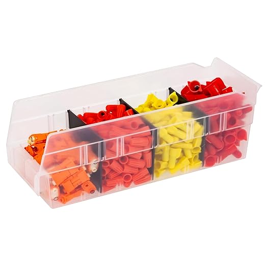 Akro-Mils 30120 Plastic Shelf Bins, Heavy Duty Storage Bins for Garage, Closet, and Drawer Organization, 12-Inch x 4-Inch x 4-Inch, Clear, 24-Pack