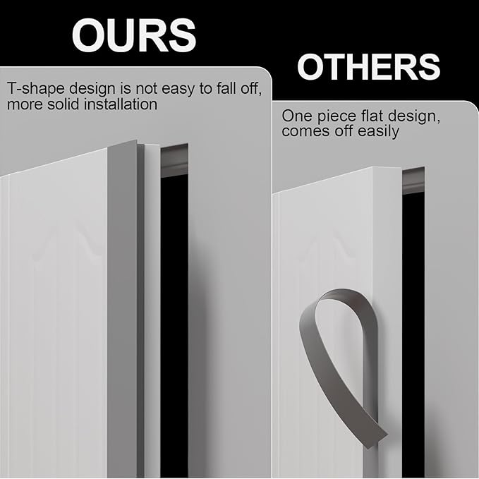 T-Shaped Door Draft Stopper, 1.97 in x 20 Ft Silicone Seal Strip for Windows Gaps, Weather Stripping Seal Strip Shower Sweep, Grey