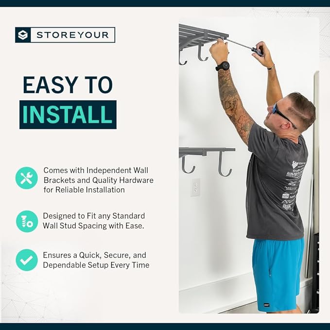 StoreYourBoard 2-Pack Heavy Duty Wall Shelves – Wall-Mounted Garage Storage Shelving and Organization for Sheds, Closets, or Utility Rooms – Holds 200 lbs, 1ft x 4ft, Hammered Gray