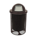 COATEDOUTDOORFURNITURE RDT-BRW Heavy Duty 32 Gallon Round Trash Receptacle, Liner Included, Brown with Black Dome, Made in America