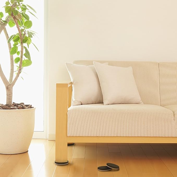 24 PCS 2.5" Felt Furniture Movers Sliders for Hardwood Floors, Reusable Felt Furniture Moving Pads, Sliders for Moving Heavy Sofa Couch Fridge, Furniture Glides Easily and Quickly (Beige, Round)
