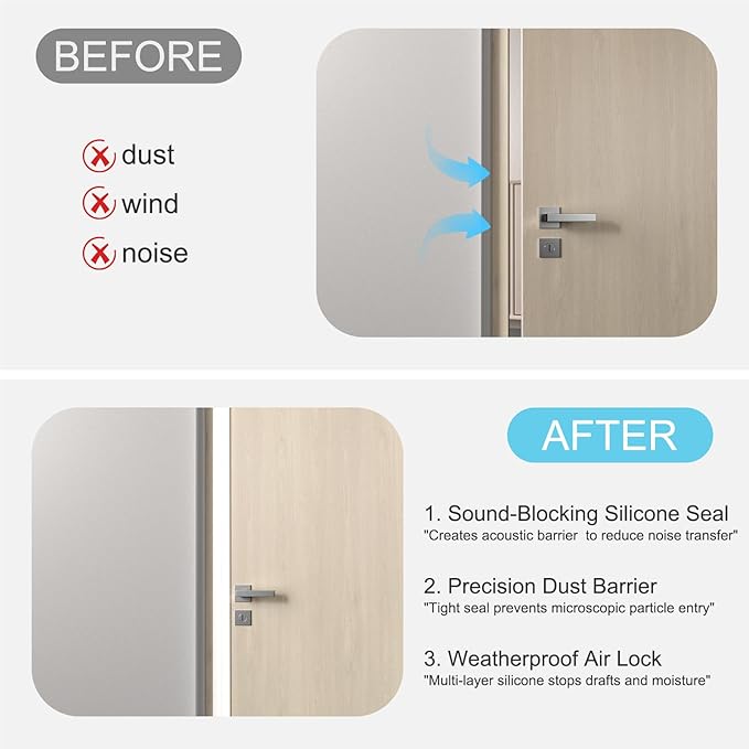 Heavy-Duty 36 ft x 2 in Weather Stripping, Extra Thick 2mm Door Draft Stopper Silicone Seal Strip for House and Glass Shower Doors for Collision and Side Gaps of Door and Windows, White