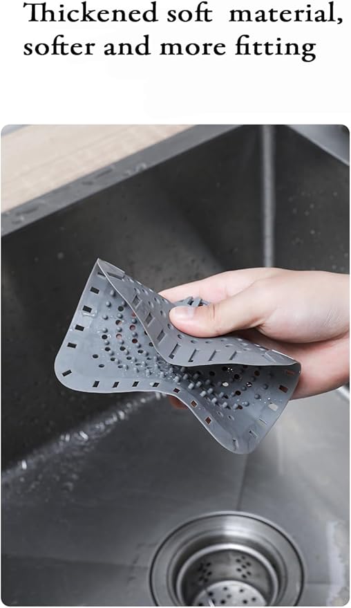 Drain Hair Catcher, Silicone Bathtub Drain Protector 2 PCS (Gray/Black, Square)