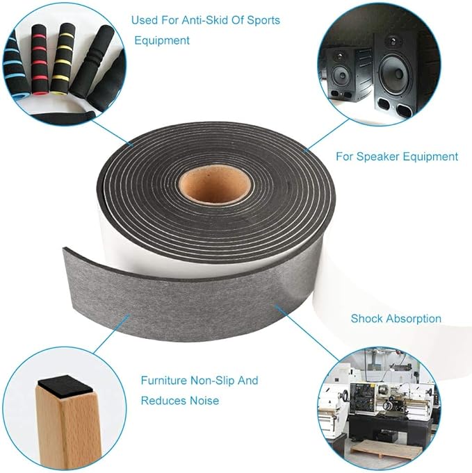 High Density Foam Tape,2 Inch Wide x 1/8 Inch Thick Door Insulation Tape,Adhesive Weather Stripping for Doors Window,Foam Seal Proofing Tape,16 Feet Long