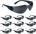 amoolo Tinted Safety Glasses Bulk of 48, Protective Safety Sunglasses, Dark Smoke Lenses for UV Protection, ANSI Z87.1 Impact Resistant Eye Protection for Work, Lab, Construction