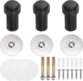 PATIKIL 3Set Round Door Stoppers, 80mm Stainless Steel Door Stop Doorstop Wedge Metal Cylinder Self Adhesive with Screw for Bottom of Door Floor Inside, Black