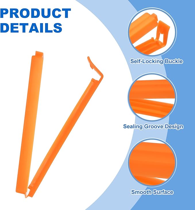 PATIKIL Sealing Clips 4.3 Inch, 10 Pack Reusable Plastic Bag Clip Clamp Sealer for Food Storage Snack Bag Home Kitchen, Orange