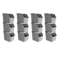 6 Gallon Stackable Recycling Bins for Homes, Garages, Offices Made of 100% Recycled Plastic - (Grey, 12 Pack)