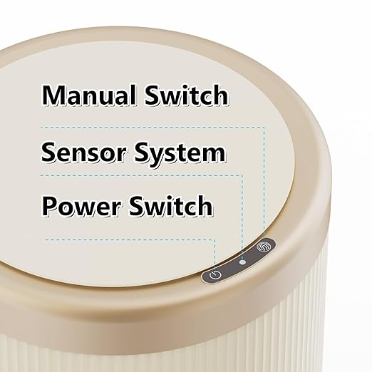 URALFA Automatic Motion Sensor Bathroom Trash Can with Lid, 10.5 Liter / 2.8 Gallon Touchless Trash Bin, Smart Dog Proof Garbage Can, Small Waste Basket for Toilet, Office, Bedroom (Cream White)