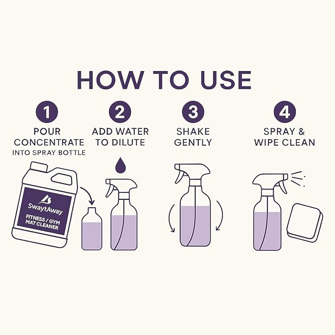 SwaytAway Fitness Mat Cleaner Concentrate – 32oz Lavender Essential Oil Formula – Aromatherapy Yoga Mat Spray for Home & Studio – Makes 4 Gal – Natural Scented Cleaning Solution