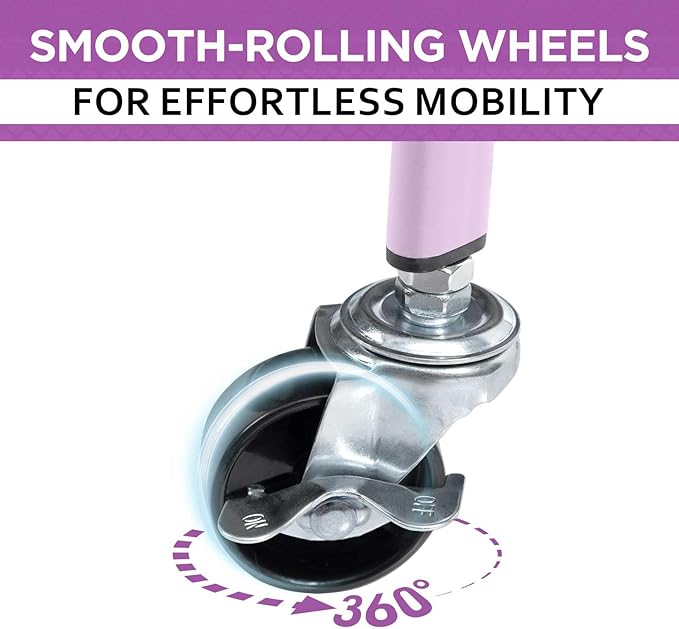 AGTEK Makeup Cart, Movable Rolling Organizer Cart, 3 Tier Metal Utility Cart with Lockable Wheels for Home & Office, Purple