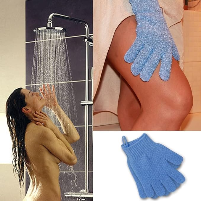 Evridwear Exfoliating Glove for Shower Man and Women, Dual Texture Bath Body Scrub Gloves Dead Skin Cell Remover forHome Spa, Massage,with Hanging Loop (1 Pair Moderate)
