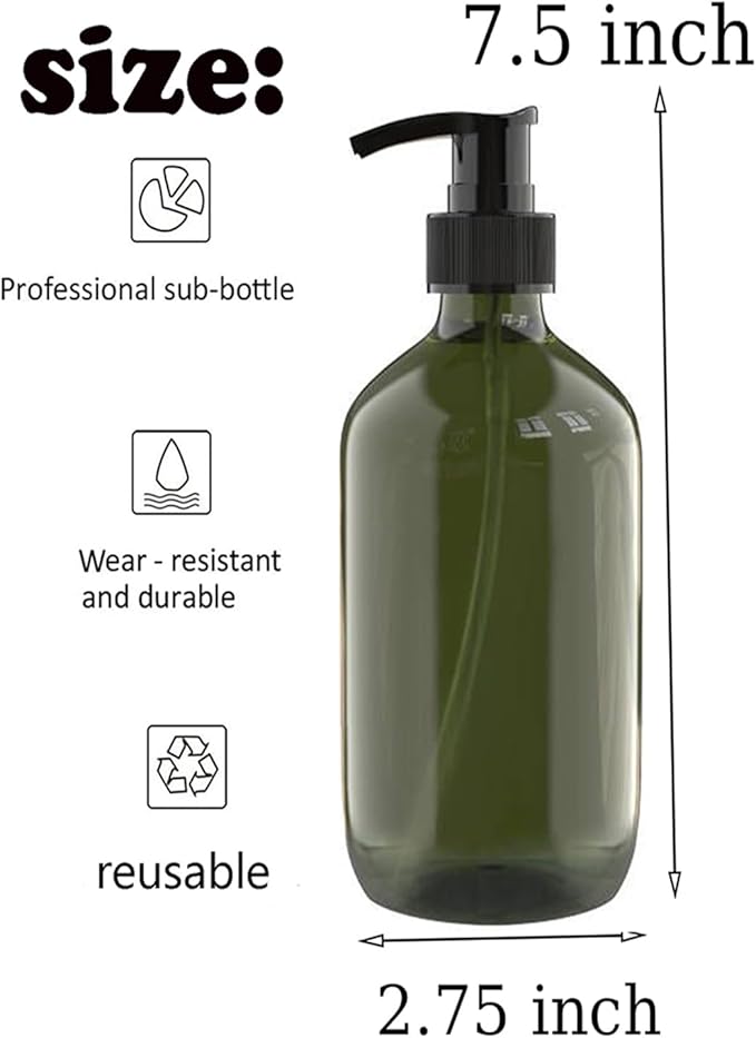 2 PCS 16 OZ Pump Bottle Plastic Pump Lotion Dispenser Empty Bottles Refillable Plastic Containers for Shampoo Lotion Body Wash, Creams, Moisturizer, Massage Oil, Multicolor