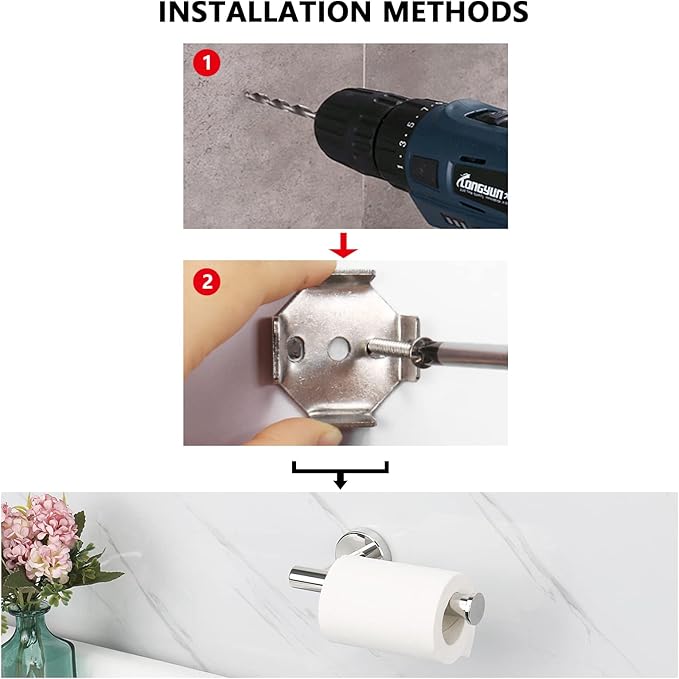 NearMoon Bathroom Toilet Paper Holder, Premium SUS304 Stainless Steel Rustproof Wall Mounted Toilet Roll Holder for Bathroom, Kitchen, Washroom (1 Pack, Chrome Finish)
