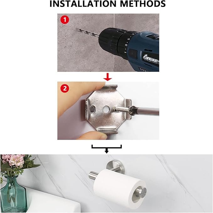 NearMoon Bathroom Toilet Paper Holder, Premium SUS304 Stainless Steel Rustproof Wall Mounted Toilet Roll Holder for Bathroom, Kitchen, Washroom (1 Pack, Brushed Nickel)