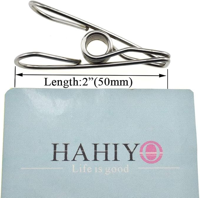 HAHIYO Clothespins Chip Clips All Metal Stainless Steel No Rust Stains Strong Grip in Heavy Wind 2 Inches 24 Pack Do Not Fall Apart Open Wide for Holding Clothes Snack Bag Clamps