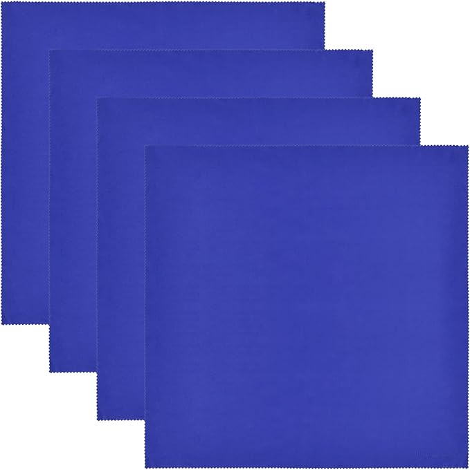 Wisdompro Extra Large 4-Pack Microfiber Cleaning Cloth For Laptop, LCD TV, Computer Screen, Monitor, Tablet, Camera Lens, Glass, Lenses, Phone, iPhone, iPad, other Delicate Surface - Blue (16x16 Inch)