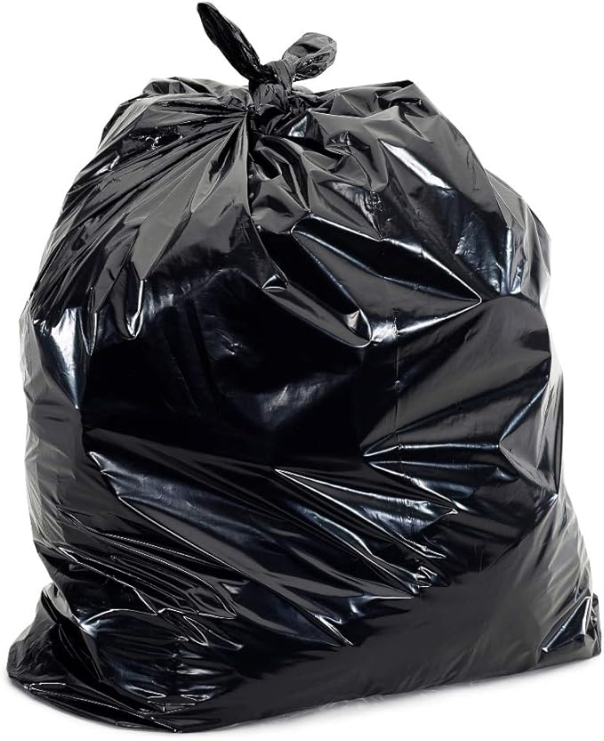 45 Gallon Trash Bags, 30 Micron Heavy Duty Pure LDPE Garbage Can Liners, 40" x 46" Large, Black, 100 Count