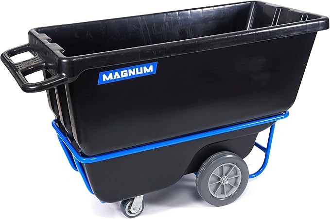 Tilt Truck, 1/2 Cu. Yd. Capacity Dump Cart with Non-Marking 12” Wheels & 5” Casters & Forklift-able Frame for Jobsites, 850 lbs, Trash Cart with Wheels DUC12T-F-NM-04PK (4-Pack)