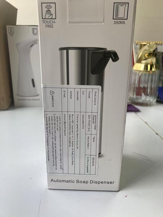 Automatic Soap Dispenser Touchless 11.8oz 4-Level Adjustment Auto Hand Soap Dispenser Stainless Steel Battery Operated for Bathroom Kitchen Hotel