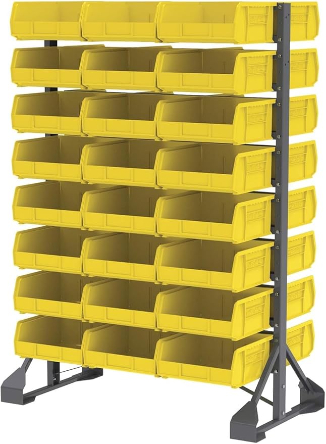Akro-Mils 30235 AkroBins Plastic Storage Bins, Space-Saving Stackable Bins for Garage, Pantry, Craft Organization, 11" x 11" x 5", Yellow, 6-Pack
