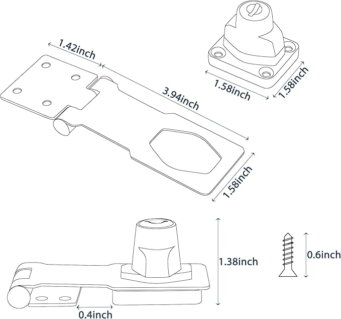 Alise Keyed Hasp Lock,4 Inch Safety Packlock Clasp Hasp Lock Latch with Lock,Door Hinge Lock with Keys Keyed Locking Hasp for Cabinets Closets Doors,Bronze