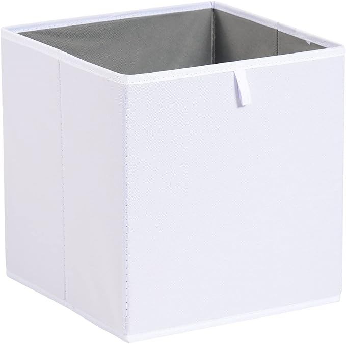 Amazon Basics Cube Organizer Bins, Collapsible Storage Baskets for Shelves, White, Pack of 6, 10.5x10.5x11"