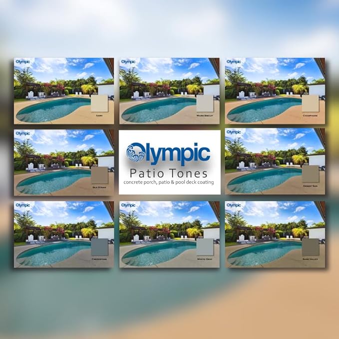 Olympic Patio Tones - Champagne - 1 Gallon - Non-slip acrylic deck and patio coating, concrete restorer.
