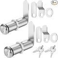 Cabinet Lock with Keys, 2" Extra-Long Cam Locks keyed Alike, 2 Pack Cabinet Cam Lock Set for Thick Drawers RV Storage Locks Tool Box Lock Replacement, Zinc Alloy (2 Pack, 2-1/8 Inch)
