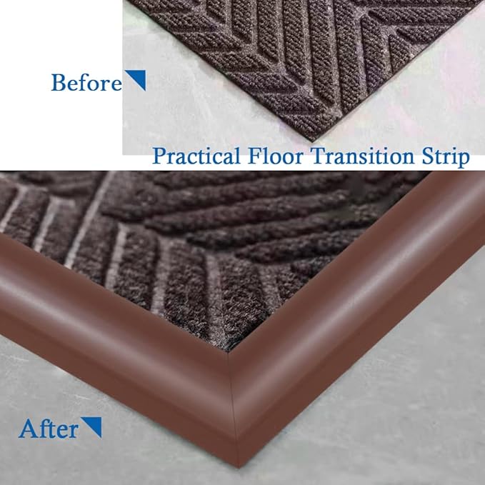 Floor Transition Strip Self Adhesive Carpet & Flooring Transitions Edging Trim Strip PVC Threshold Transitions Suitable for Threshold Height Less Than 5mm (10Ft, Brown)