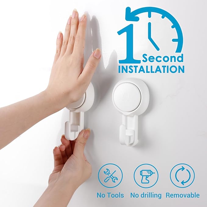 LUXEAR Suction Hooks Powerful Suction Cup Hooks Vacuum Suction Holder Heavy Duty Shower Suction Hooks Glass Door Window Christmas Wreath Hanger Waterproof Suction Hanger for Bathroom Kitchen-6Pack