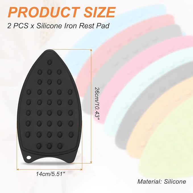 PATIKIL Silicone Iron Rest Pad, 2 Pcs Multipurpose Hot Heat Resistant Iron Rest Plate Protective Pad for Ironing Board Hot Resistant Steamer Steam Compact Mat, Black