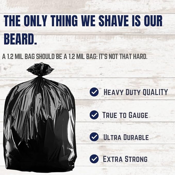 Plasticplace - W14LDB 12-16 Gallon Trash Bags │ 1.2 Mil │ Black Garbage Can Liners │ 24" x 31" (250 Count)