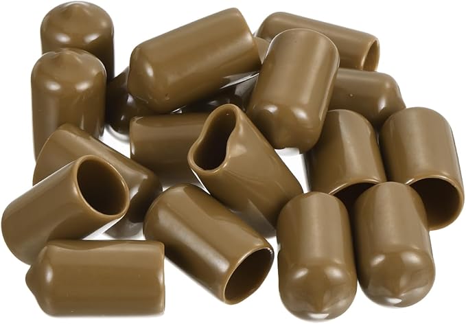 uxcell 20pcs Rubber End Caps 12mm(1/2") ID Vinyl PVC Round Tube Bolt Cap Cover Screw Thread Protectors Light Brown