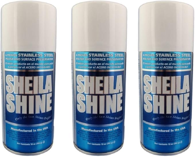 Sheila Shine 3 x 10 Oz. Stainless Steel Cleaner and Polish Aerosol Spray, Protect Household Kitchen Surface, Removes Grease, Fingerprint & Watermark, Polish & Leaves a Streak Free Shine for Appliances