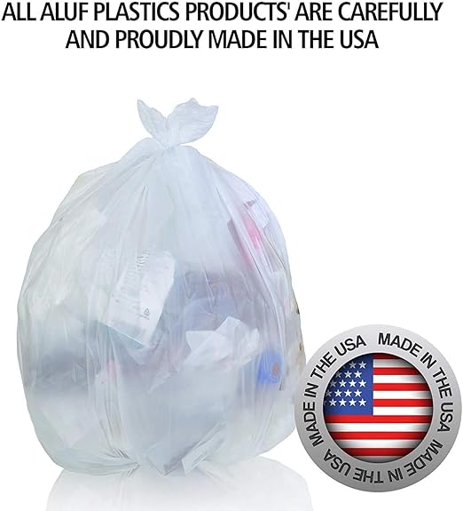 Aluf Plastics 40-45 Gallon Trash Bags Source Reduction Series Value High Density 16 Micron (equiv) 40" x 48" - Intended for Home, Office, Bathroom, Paper, Styrofoam (Pack of 250)