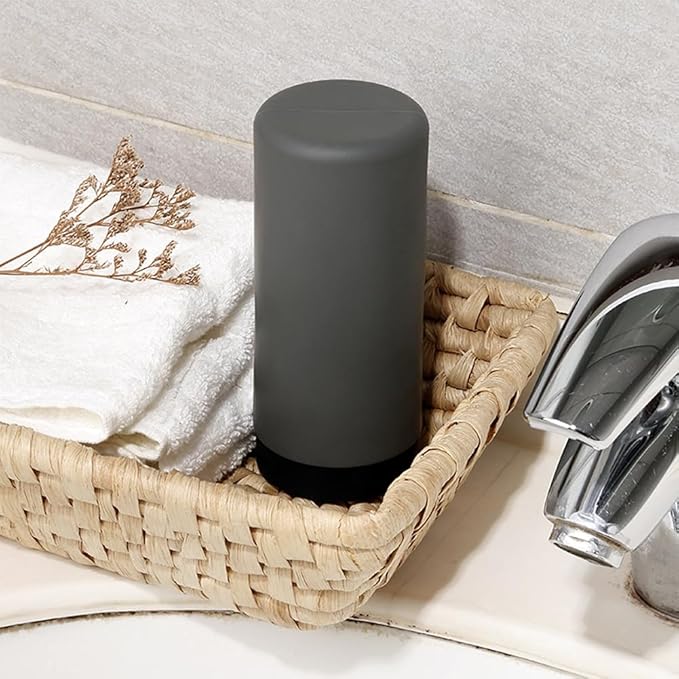 Soap Dispenser,Dish Soap Holder for Kitchen Sink 8 oz Round Refillable Foaming Soaps Dispenser Shampoo and Conditioner Bottles Watertight Silicone Squeeze Bottle for Bathroom Gray