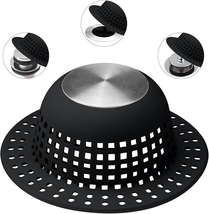 Shower Drain Hair Catcher, Bathtub Drain Cover Foldable Silicone Shower & Tub Protector for Pop-Up & Regular Drains