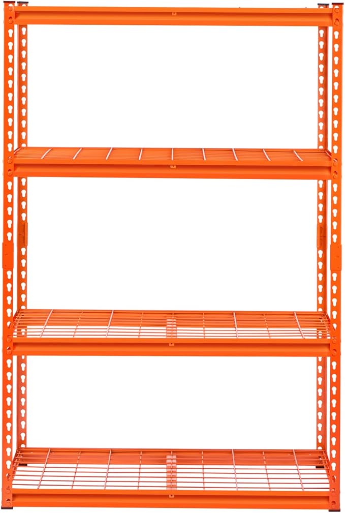 VEVOR Storage Shelves, 2400 lbs, 4 Tier Heavy Duty Garage Shelving, 20" D x 40" W x 60" H Adjustable Metal Shelves for Industrial Shelving Unit Utility Shelf, for Kitchen, Warehouse, Basement, Orange