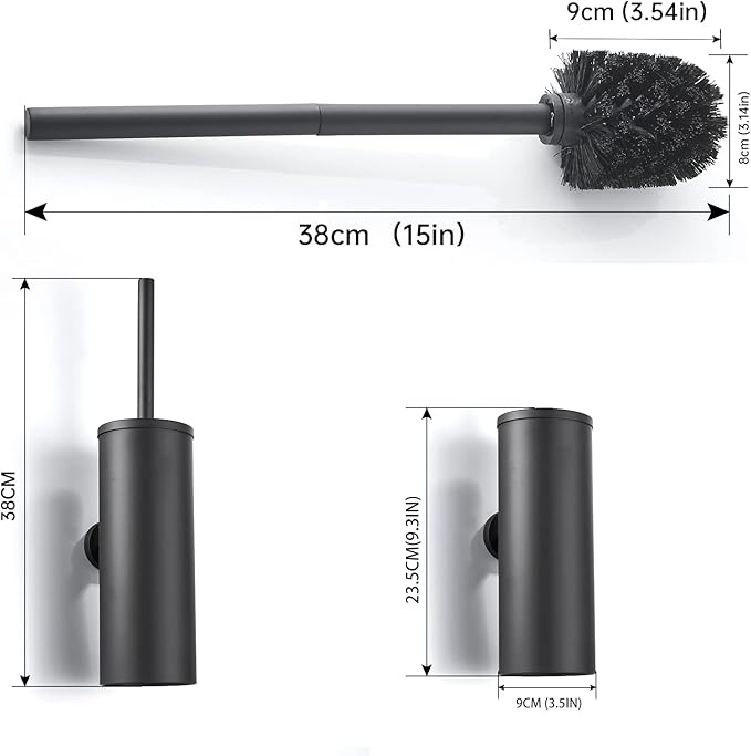 Toilet Brush and Holder Matte Black Toilet Bowl Brush Wall Mounted Toilet Brush with Lid