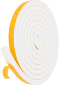 Weather Stripping Door Seal Strip (3/5 Inch X 1/2 Inch X 10Feet), Strong Adhesive, Lightproof, Soundproof, Weatherproof Foam Tape Insulation for Sliding Door, Front Door Frame, Windows- White
