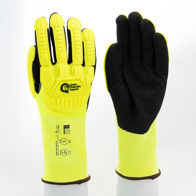 Quest Protective Apparel - High Visibility Cut Resistant Work Gloves - Puncture Resistant Safety Gloves for Men and Women Small, 1 Pair
