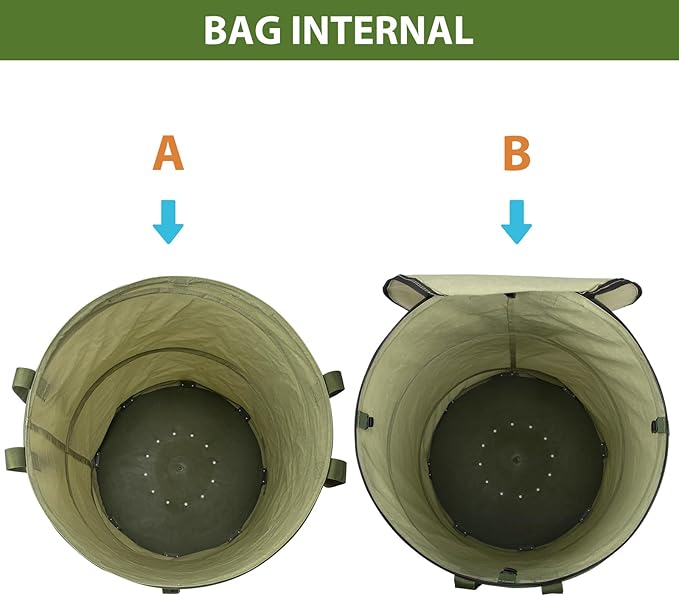 YUDI & GARDEN 29 Gallon Hard Bottom Collapsible Trash Can｜Collapsible Garden Bag｜Camping Trash Can, Green 2-Pack for Collecting Weeds or Yard and Party Waste