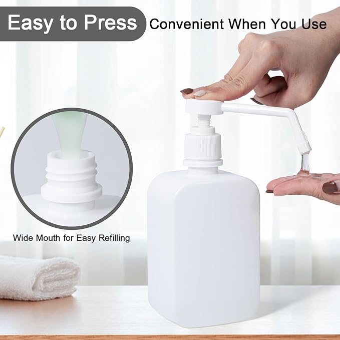 Pump Bottles Dispenser 16.9oz/500ml, 2 Pack Empty Plastic Lotion Shampoo Bottles, Refillable Hand Soap Wash Bottles for Cleaning Solution, Plants