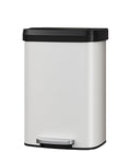 Garvee 13 Gallon / 50 Liter Metal Trash Can with Lid, Large Garbage Can for Kitchen, Rustproof Step-on Kitchen Metal Trash Bin with Liner Rim, Rear Handle, Soft Close Plastic Lid, White