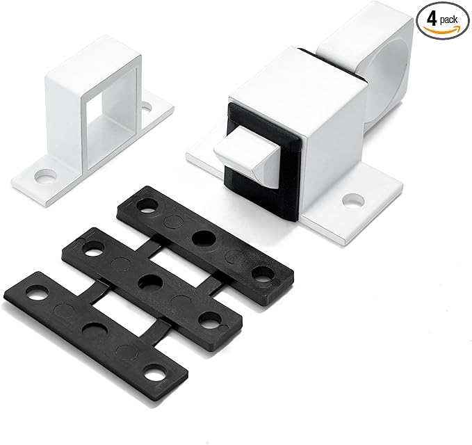 4 Packs Spring Door Lock, White Self-Closing Gate Latch with Aluminum Alloy, Security Latch for Windows, Cabinets & Gates
