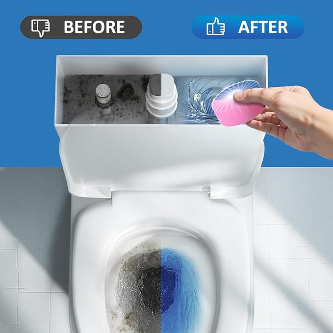 Automatic Toilet Bowl Cleaner Tablets, 30-Pack Long-Lasting Toilet Tank Cleaner for Bathroom, Blue Water Freshener, Prevents Stains & Odor, Safe for All Toilets (30, Blue and green)