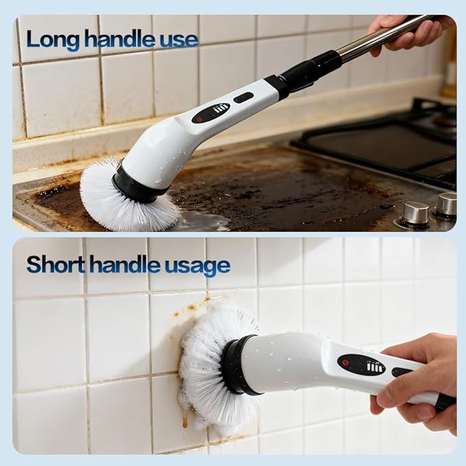 Cordless Electric Spin Scrubber, IPX7 Waterproof Power Scrubber with 9 Replaceable Brush Heads, Rechargeable Bathroom Cleaning Brush for Tile, Grout, Shower, Corners, Crevices