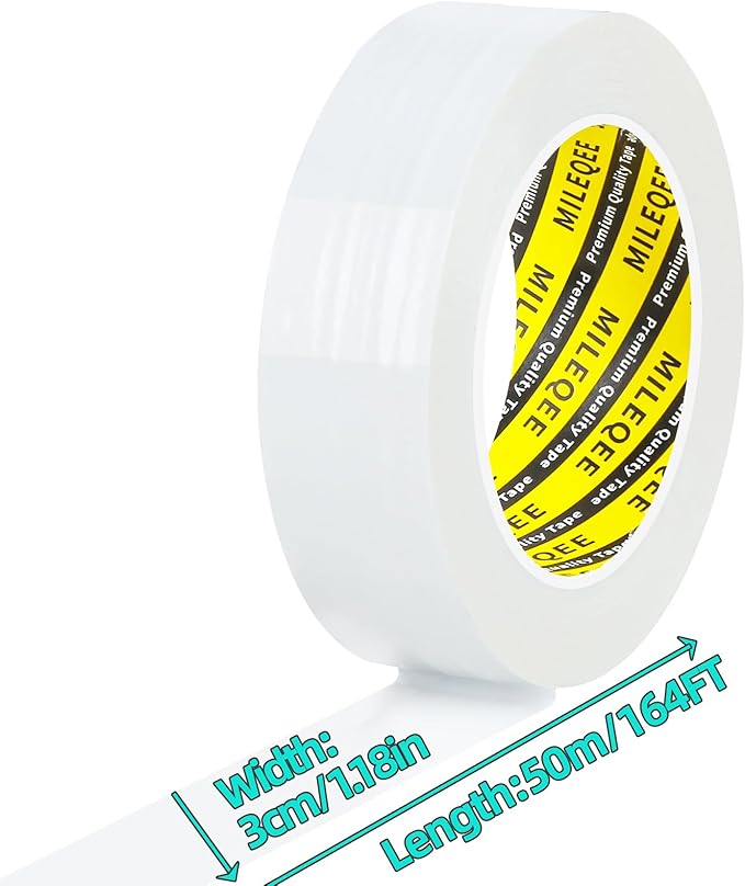 Window Weather Stripping Door Seal Tape White, 1.18in x 164FT, Automotive Weatherstrip Adhesive Seal Strip for Car Auto Trunk, Weatherproof Gap Sealing Sealer Draft Blocker, Easy Removal