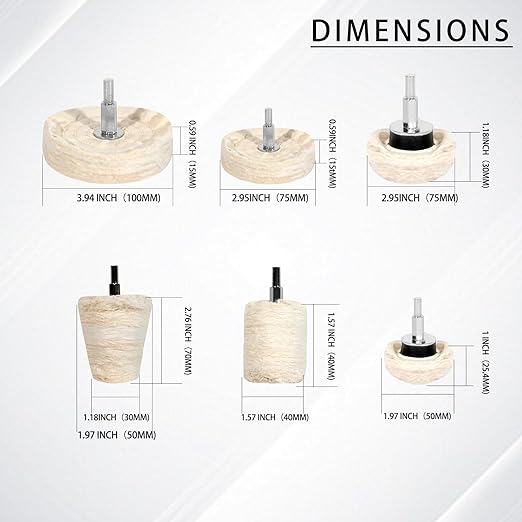6PCS Buffing Wheels for Drill and 3 PCS Polishing Compounds, Wheel Polishing Kit, Polishing Wheel for Stainless Steel/Aluminum/Chrome/Wood/Jewelry/Plastic/Ceramic/Glass etc